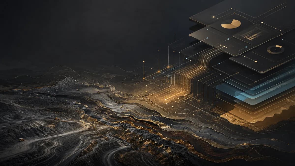 Visualization connecting industrial site operations with executive decision context through layered operational and commercial information