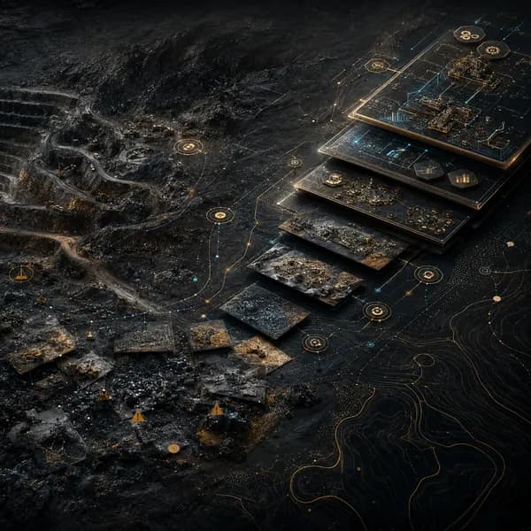 Layered mine and plant roadmap visual representing project stages from field context through delivery